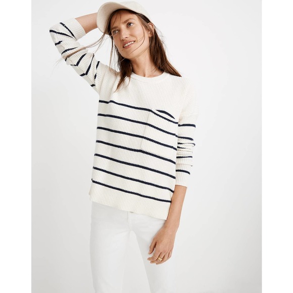 Madewell Sweaters - Madewell Thompson Pocket Pullover Striped Sweater